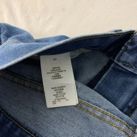 Levi's Women's 505 Regular Straight Leg Dark Wash Jeans Blue Size 29 - Picture 5 of 7